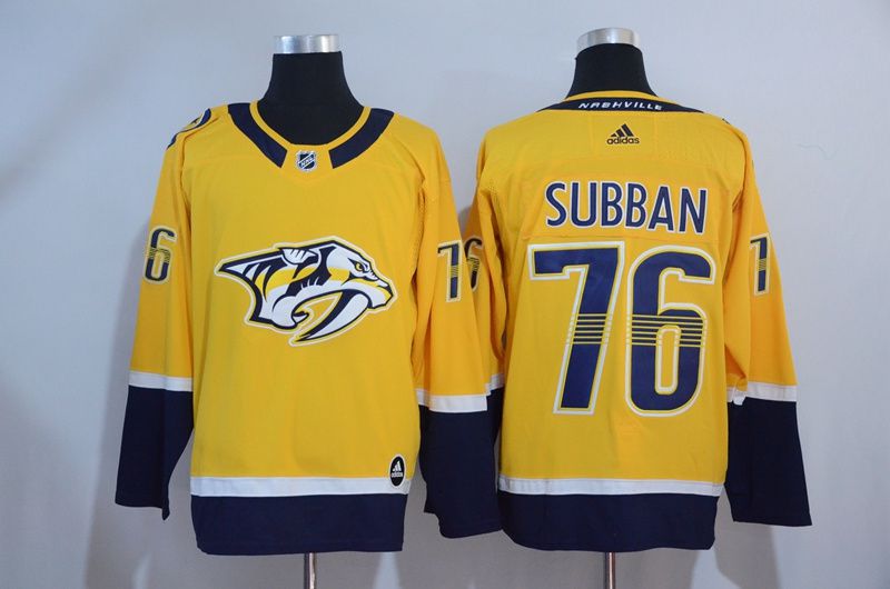 Men 2017 NHL Nashville Predators #76 Subban Yellow  Adidas Jerseys->edmonton oilers->NHL Jersey